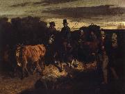Gustave Courbet bonder atervander till flagey marknanaden painting